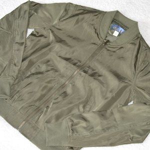 Army Green Zip Up Bomber Jacket